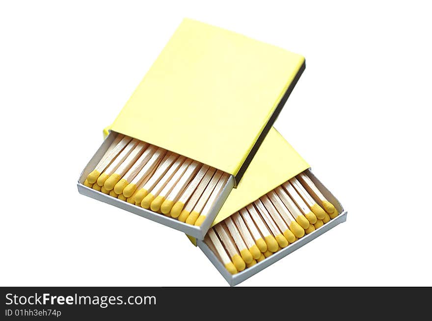 Matches two yellow box on a white background