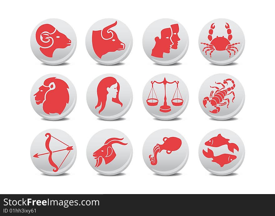 Vector illustration of zodiac buttons .You can use it for your website, application or presentation