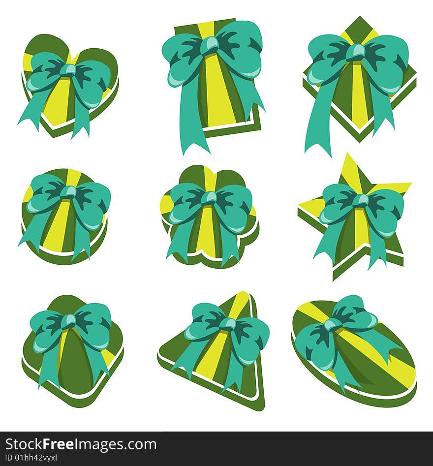 Vector illustration of  beautiful, elegant present boxs in icon style