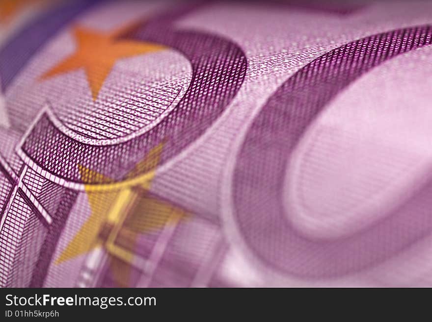 A special highly magnified by a five hundred euro banknote. A special highly magnified by a five hundred euro banknote