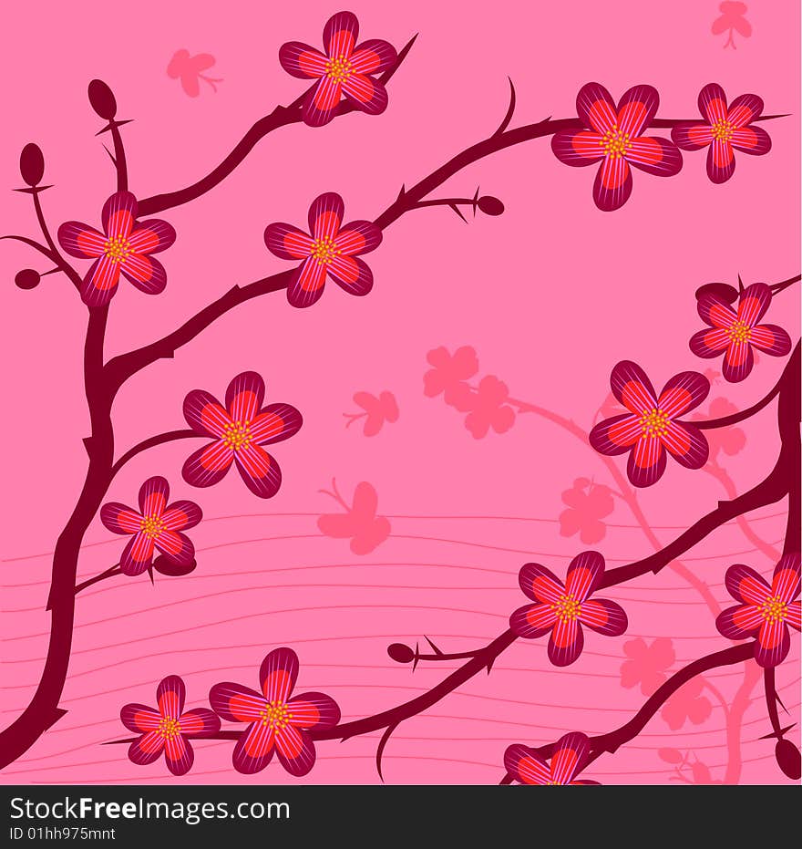 Branch of a plant, the Japanese style, background