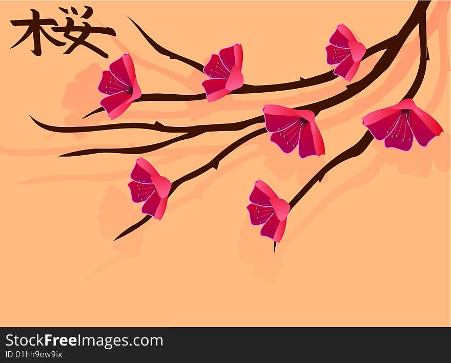 Branch of a plant, the Japanese style, background