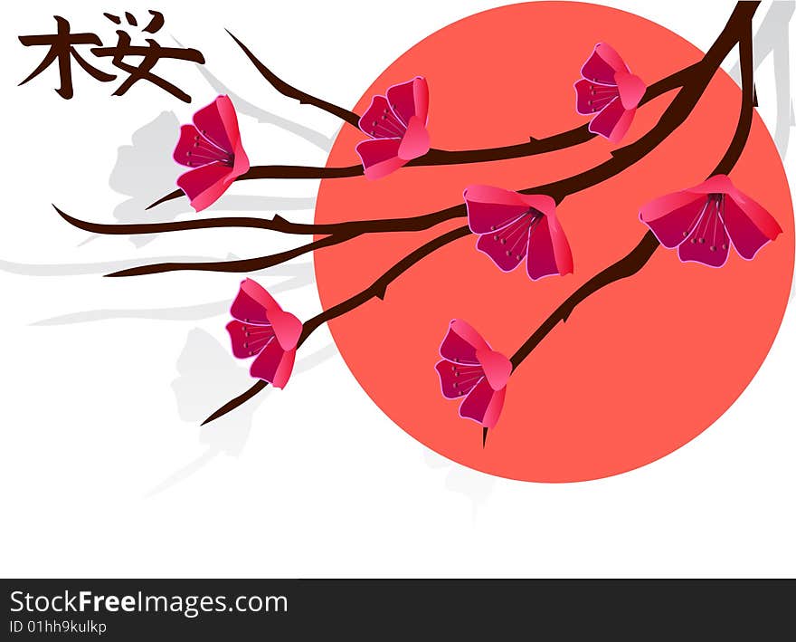 Branch of a plant, the Japanese style, background