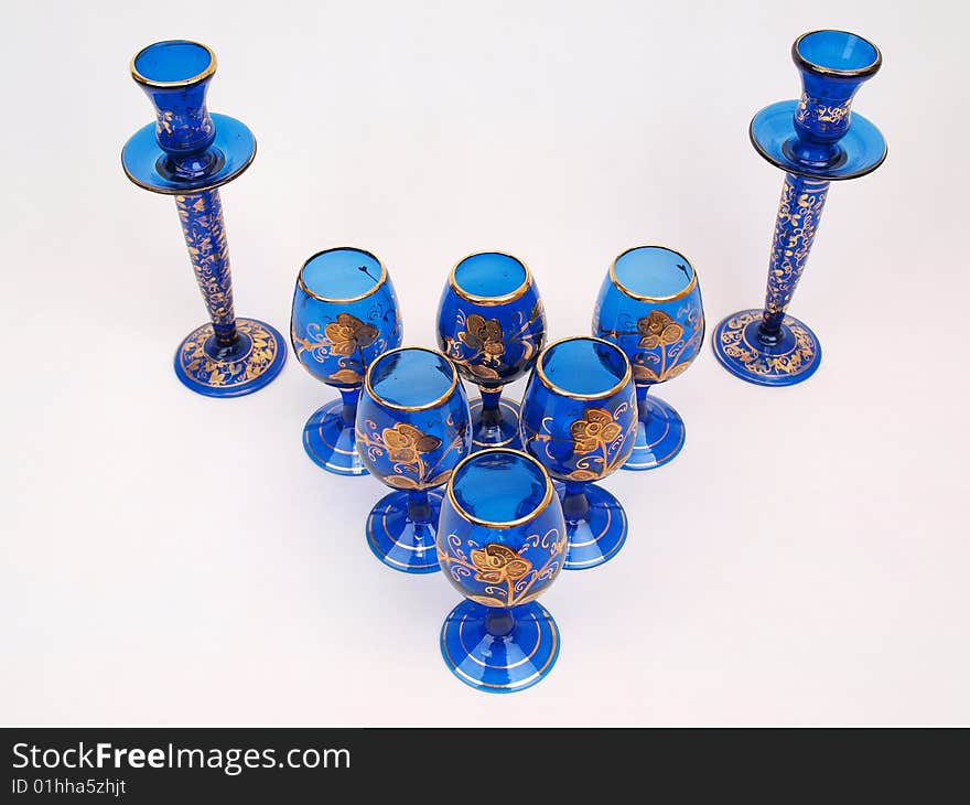 Blue Gold Crystal Deco Glass Items Formation 2