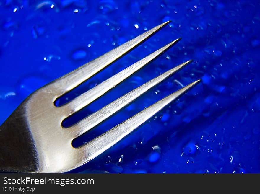 Table service on a blue background