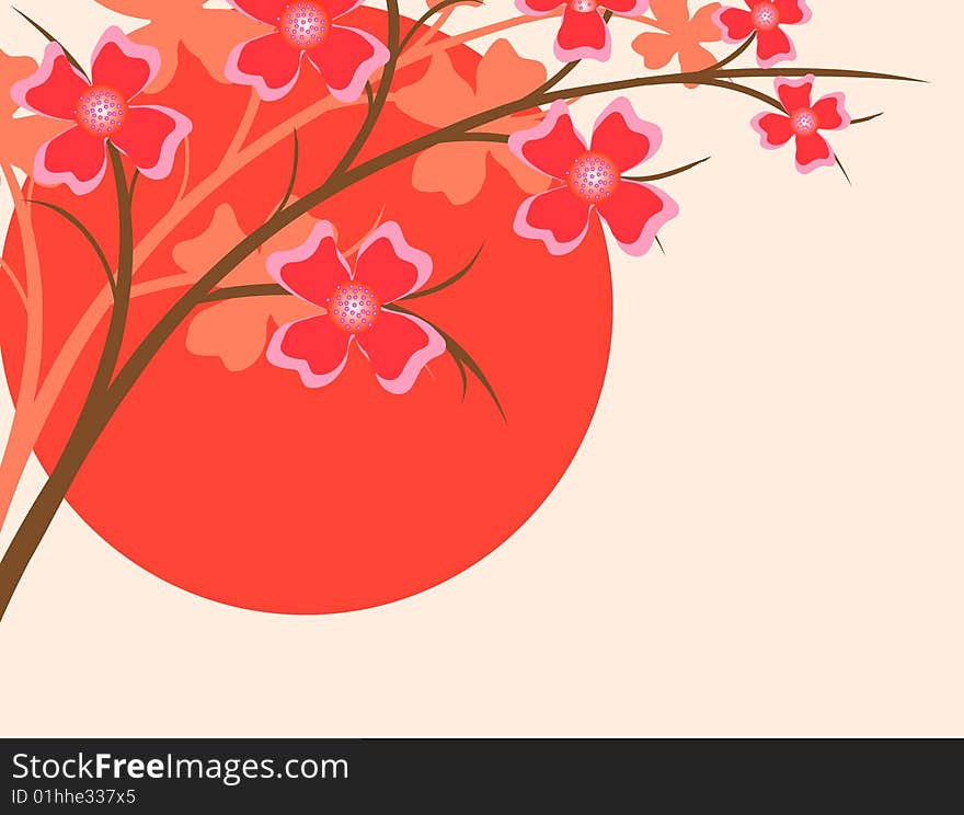 Branch of a plant, the Japanese style, background