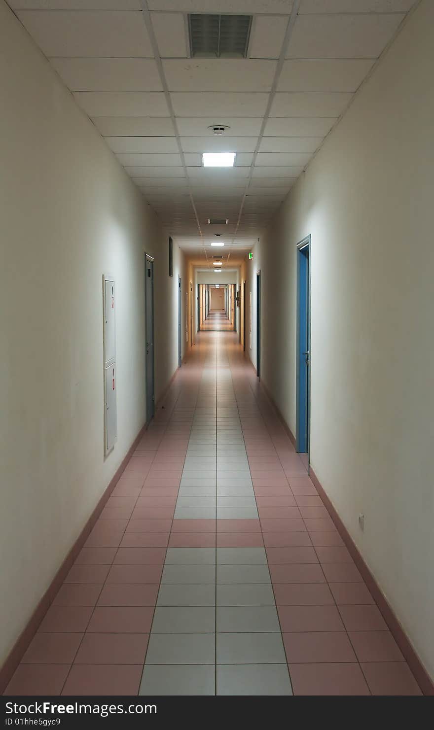 Long corridor in office building