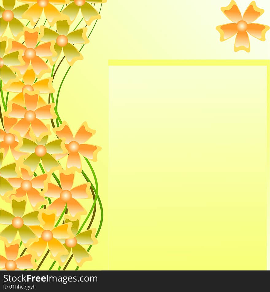 Floral background and frame, coloured flowers