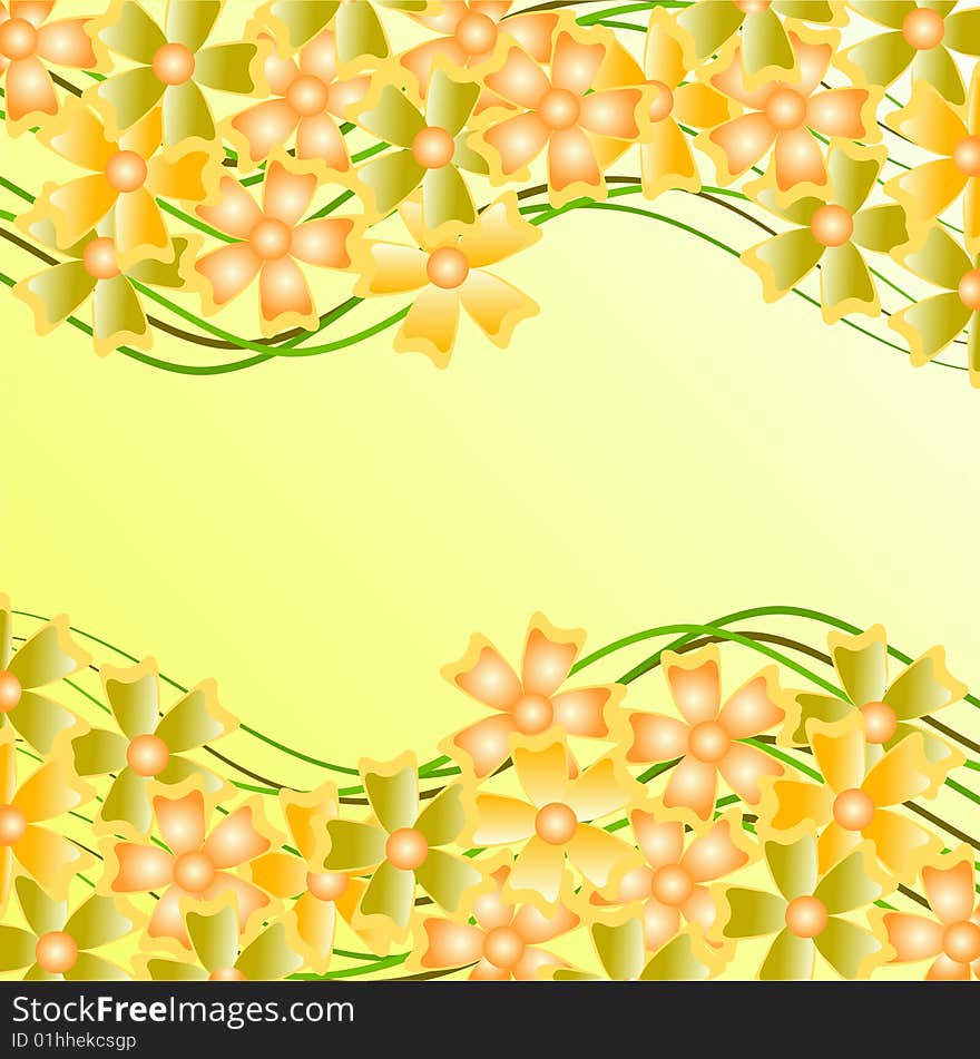 Floral background and frame, coloured flowers