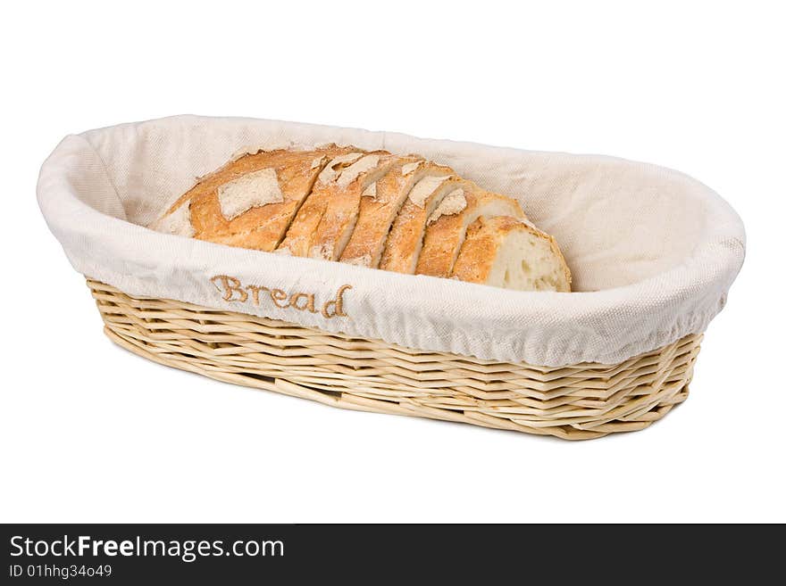 Slices of fresh village bread in the basket