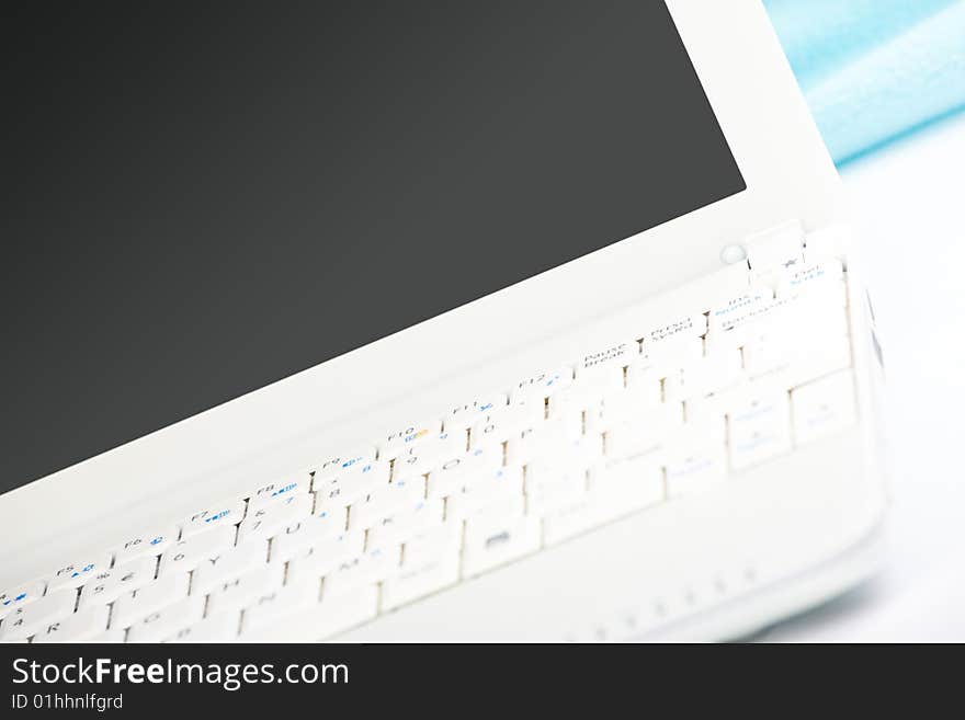 Modern white notebook on white with blue. Modern white notebook on white with blue