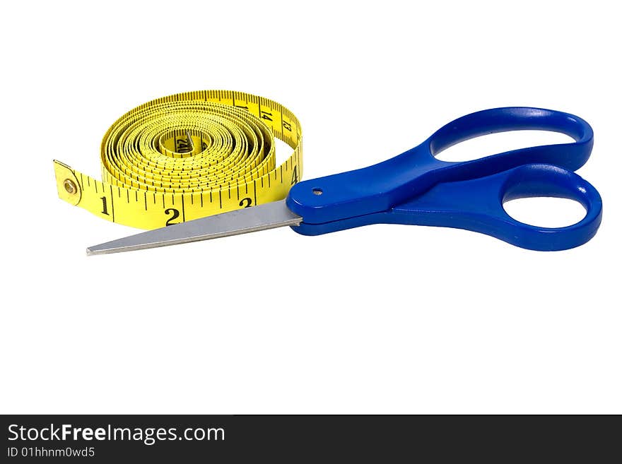 Scissors and Measuring Tape Isolated