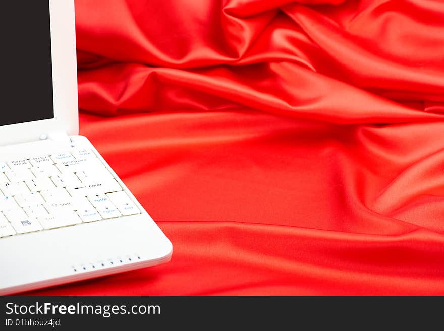 Modern white notebook on red background. Modern white notebook on red background