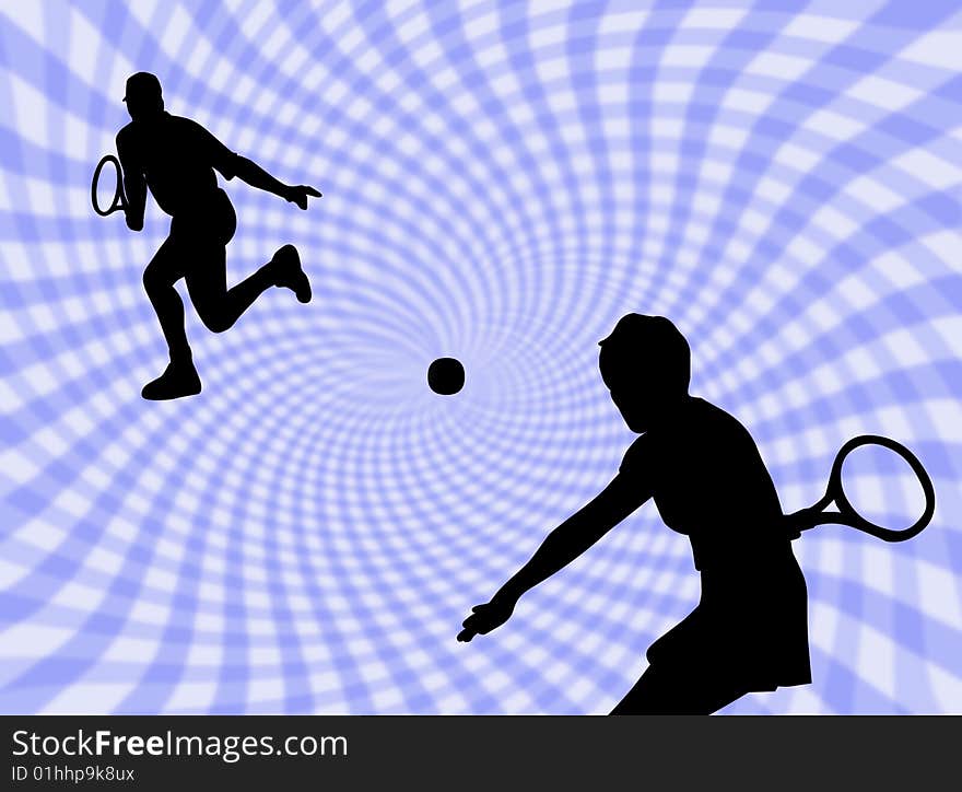 Couple in silhouette playing a tennis game