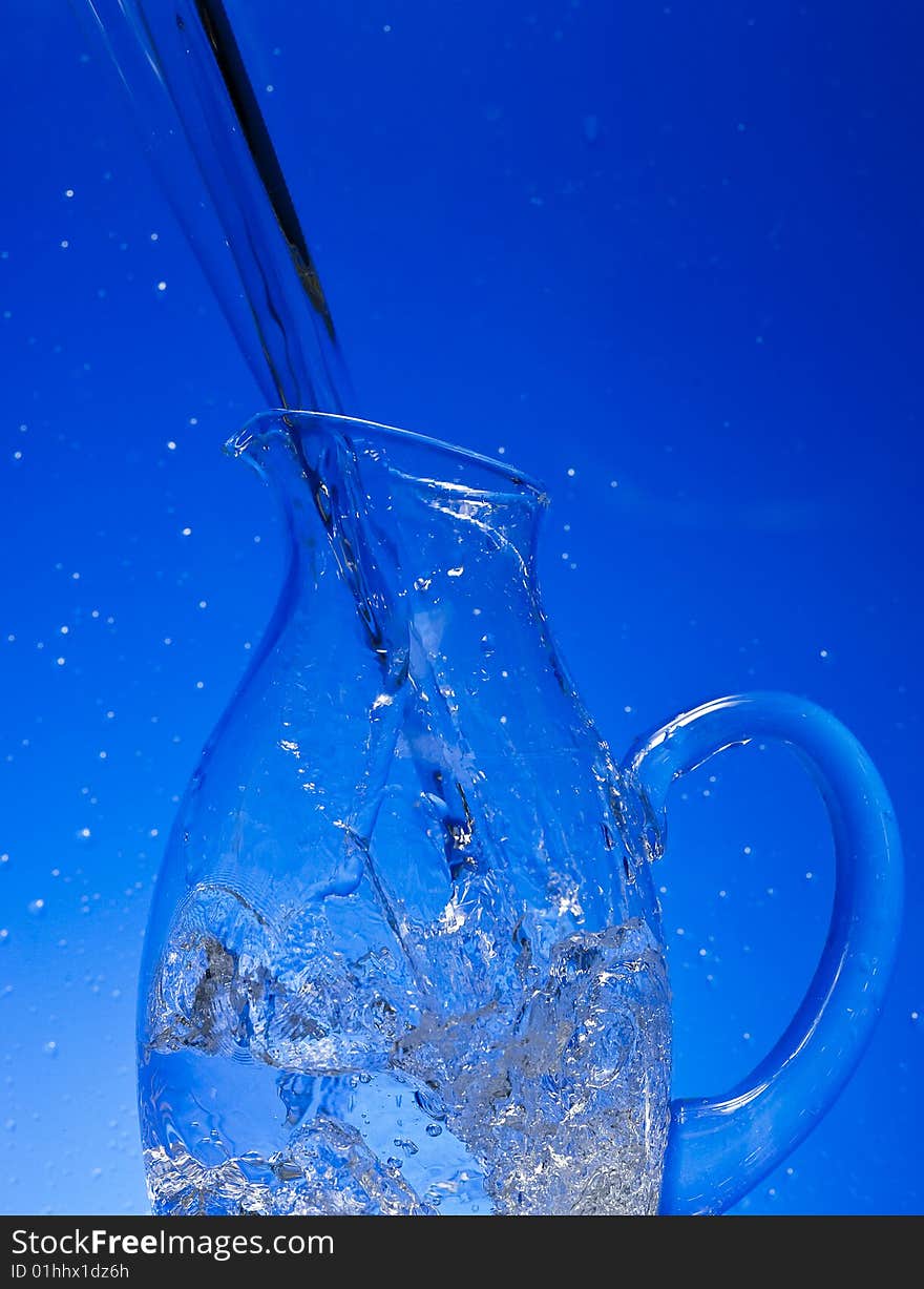 Glass with Splashing water. Coolness Drink