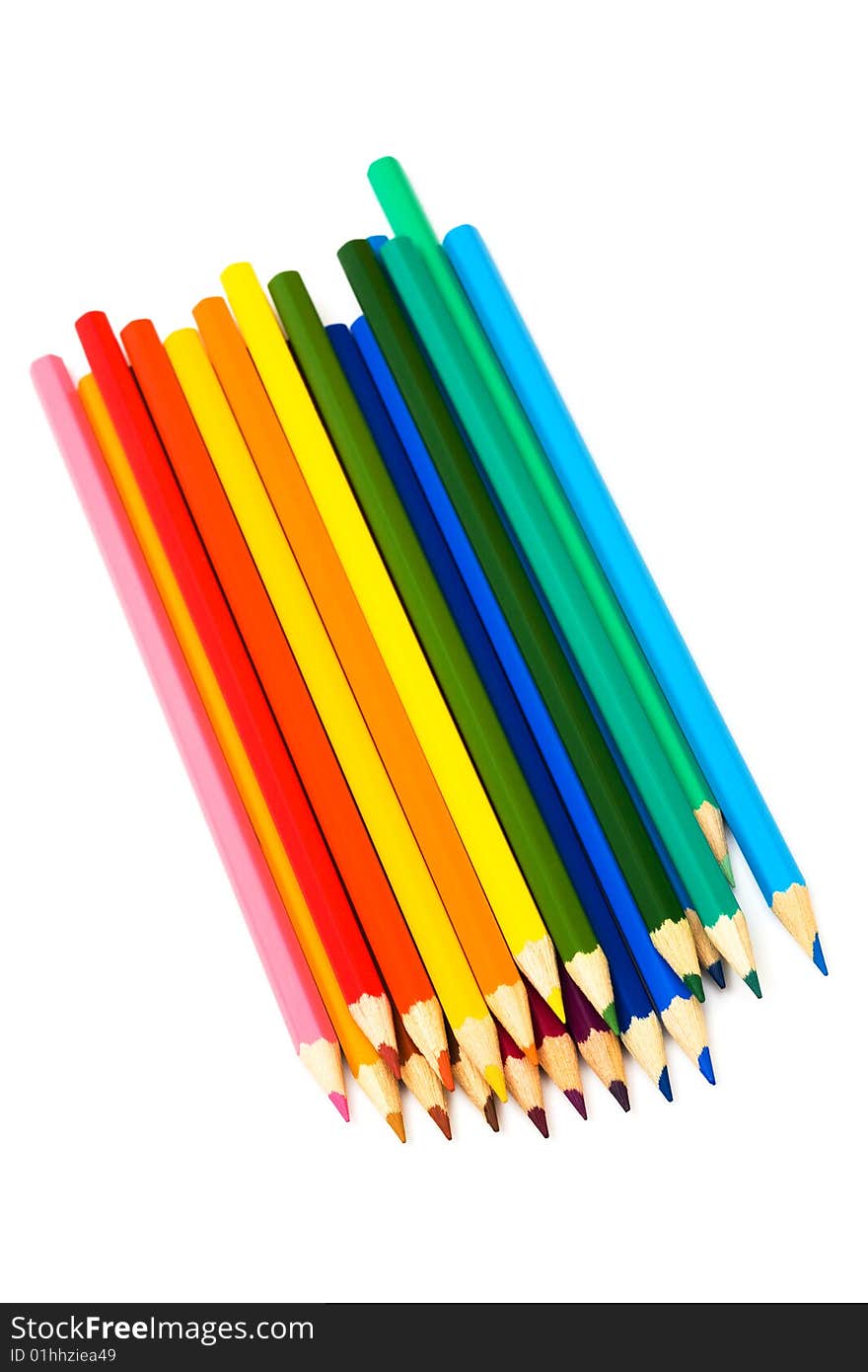 Beautiful color pencils on a white background