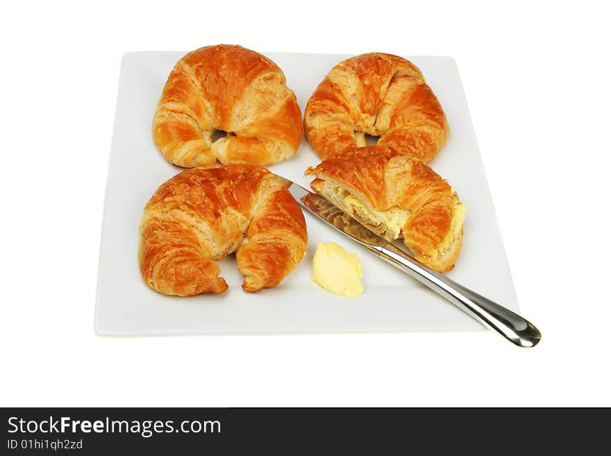 Croissants on plate