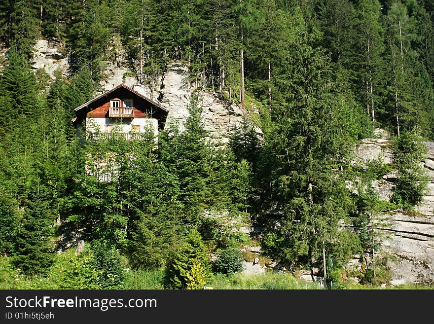 Typical alpine wooden house