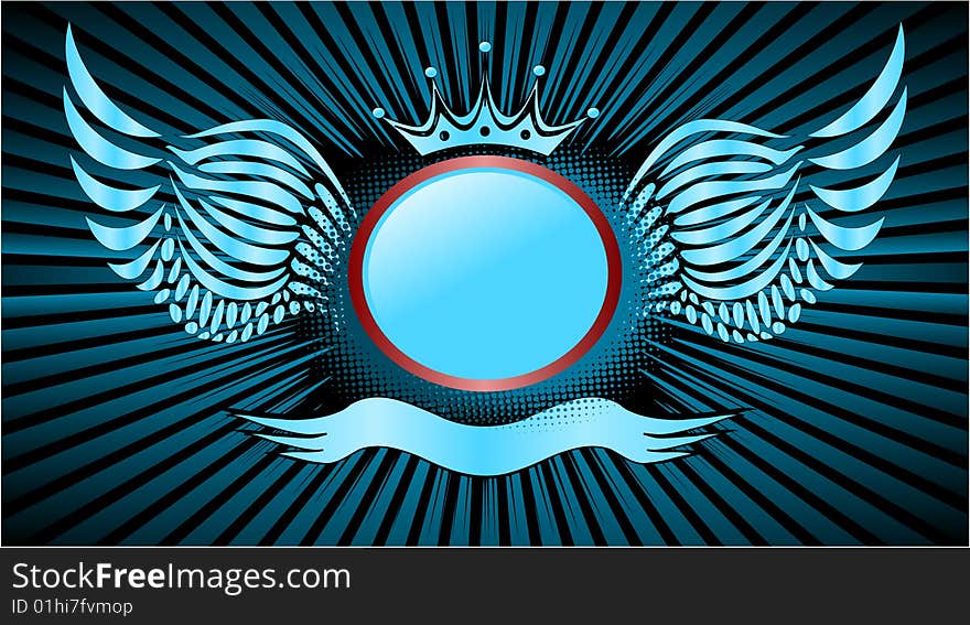 Abstract background badge with wings