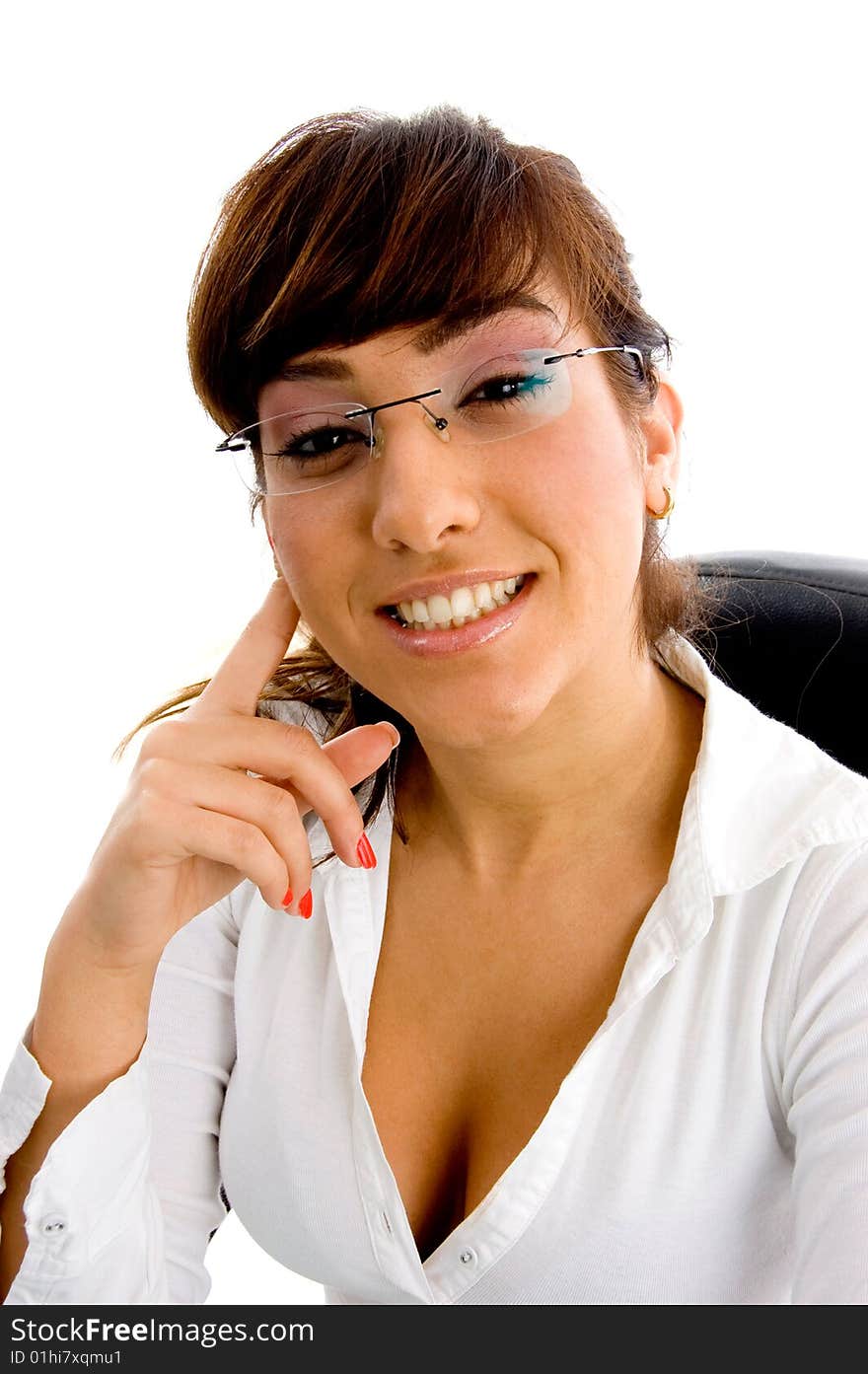 Front view of  businesswoman looking at camera on an isolated background