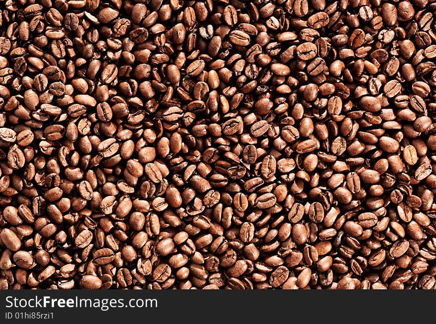 Shot of delicious coffee beans