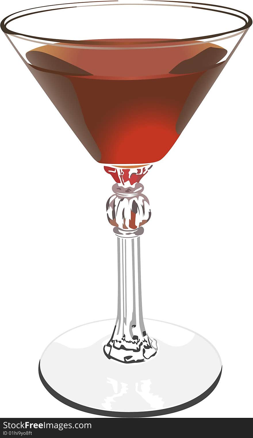 The vector image of a glass rummer with a red wine on a white background.