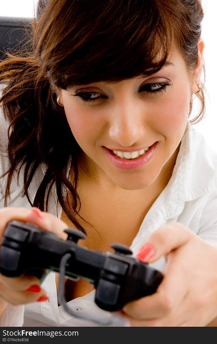 Close view of woman playing videogame