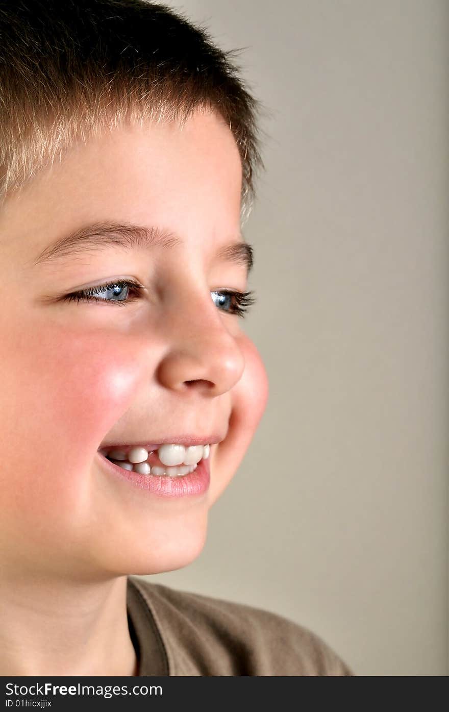 Portrait of a happy boy with an open view