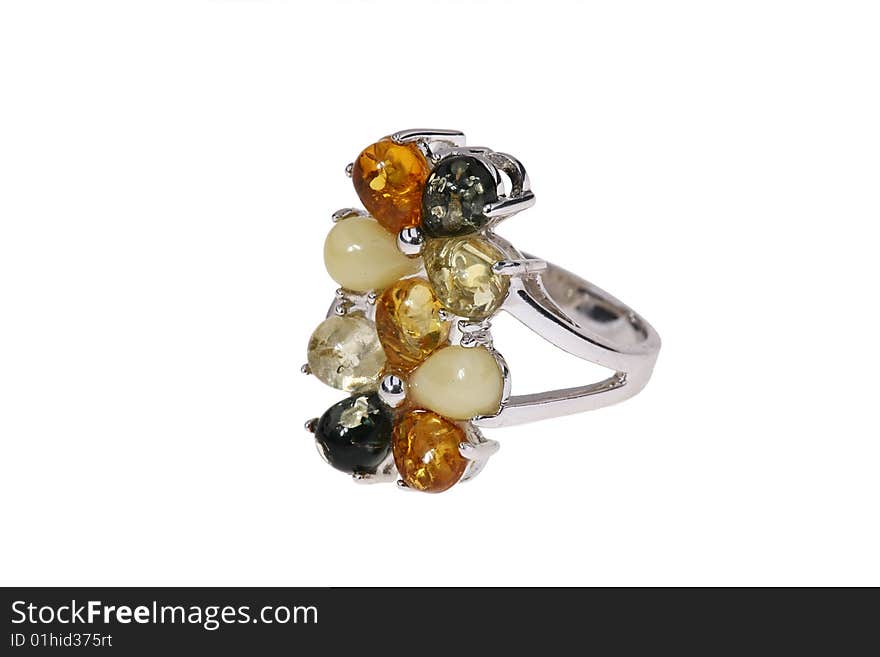 White background of amber rings