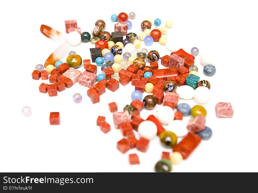 Jewellery making on a white background