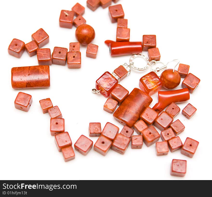 Jewellery making on a white background