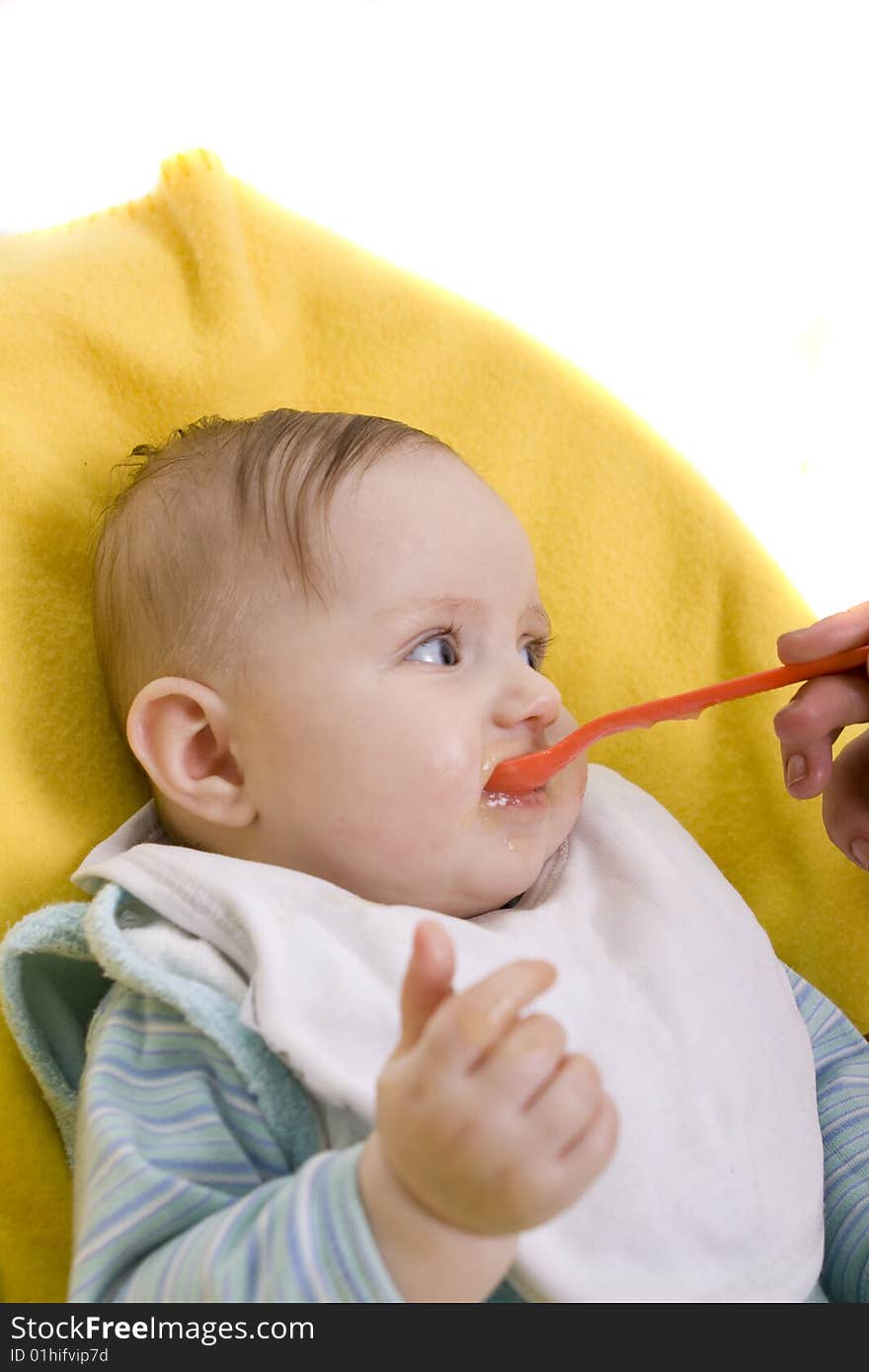 Eating baby on a white background