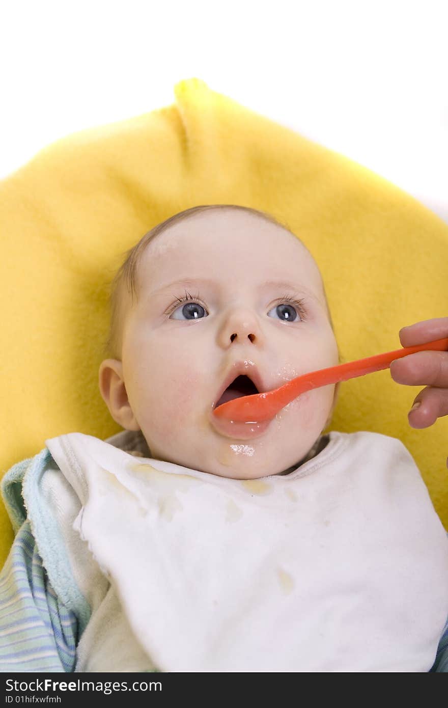 Eating baby on a white background