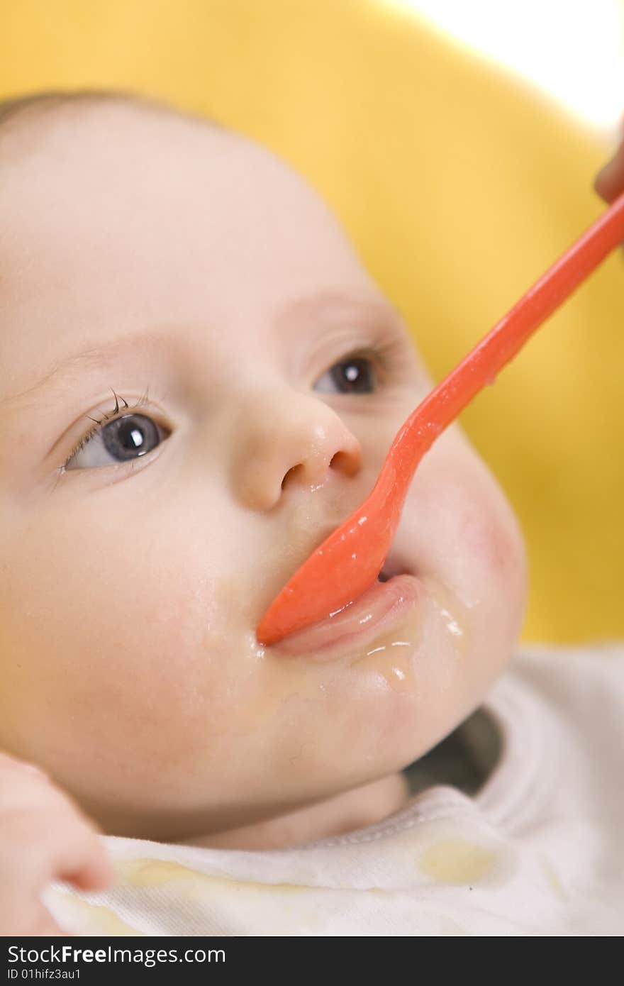 Eating baby on a white background