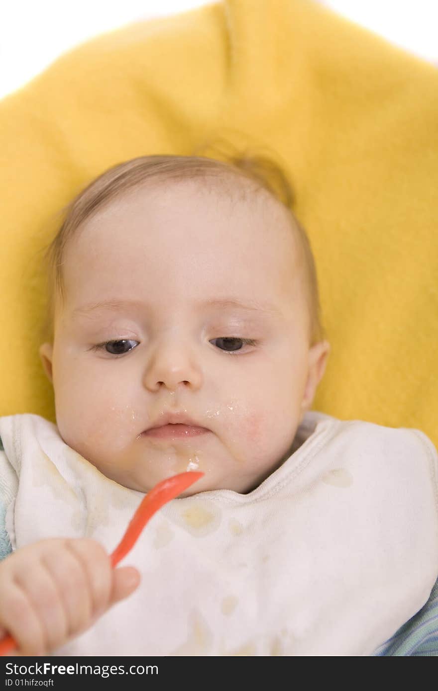 Eating baby on a white background