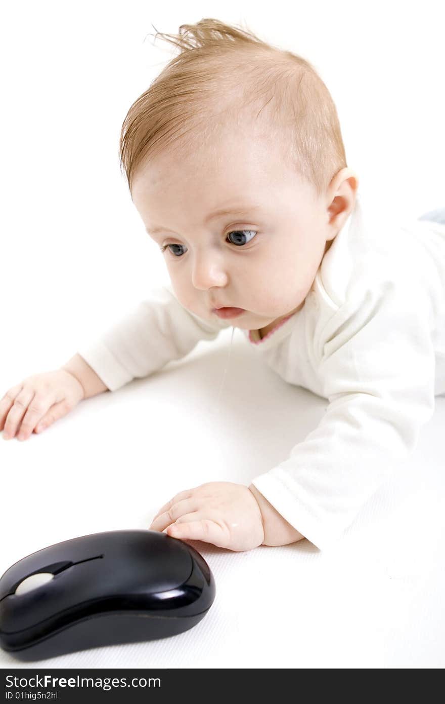 Baby playing on white background. Baby playing on white background