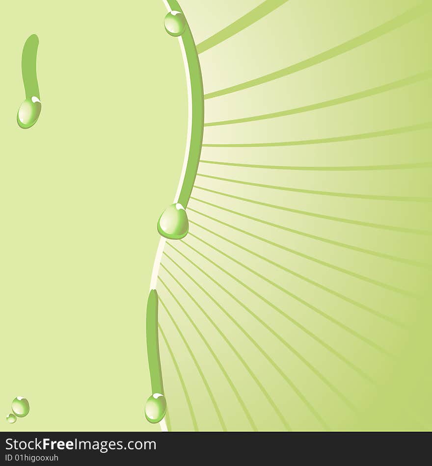 A simple green background with water drops. A simple green background with water drops.