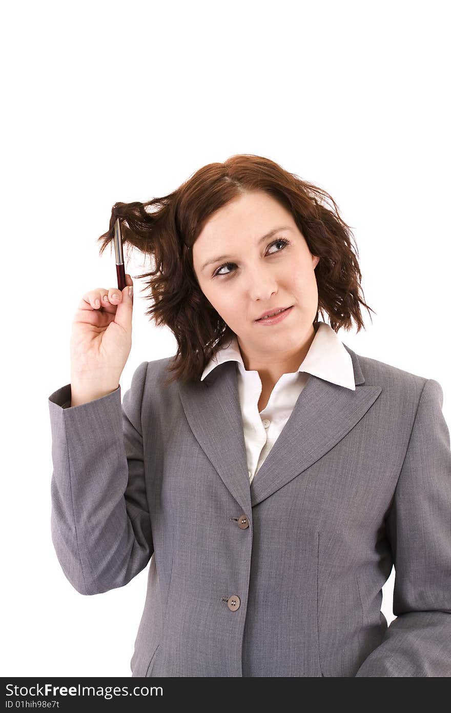 Business woman on a white background