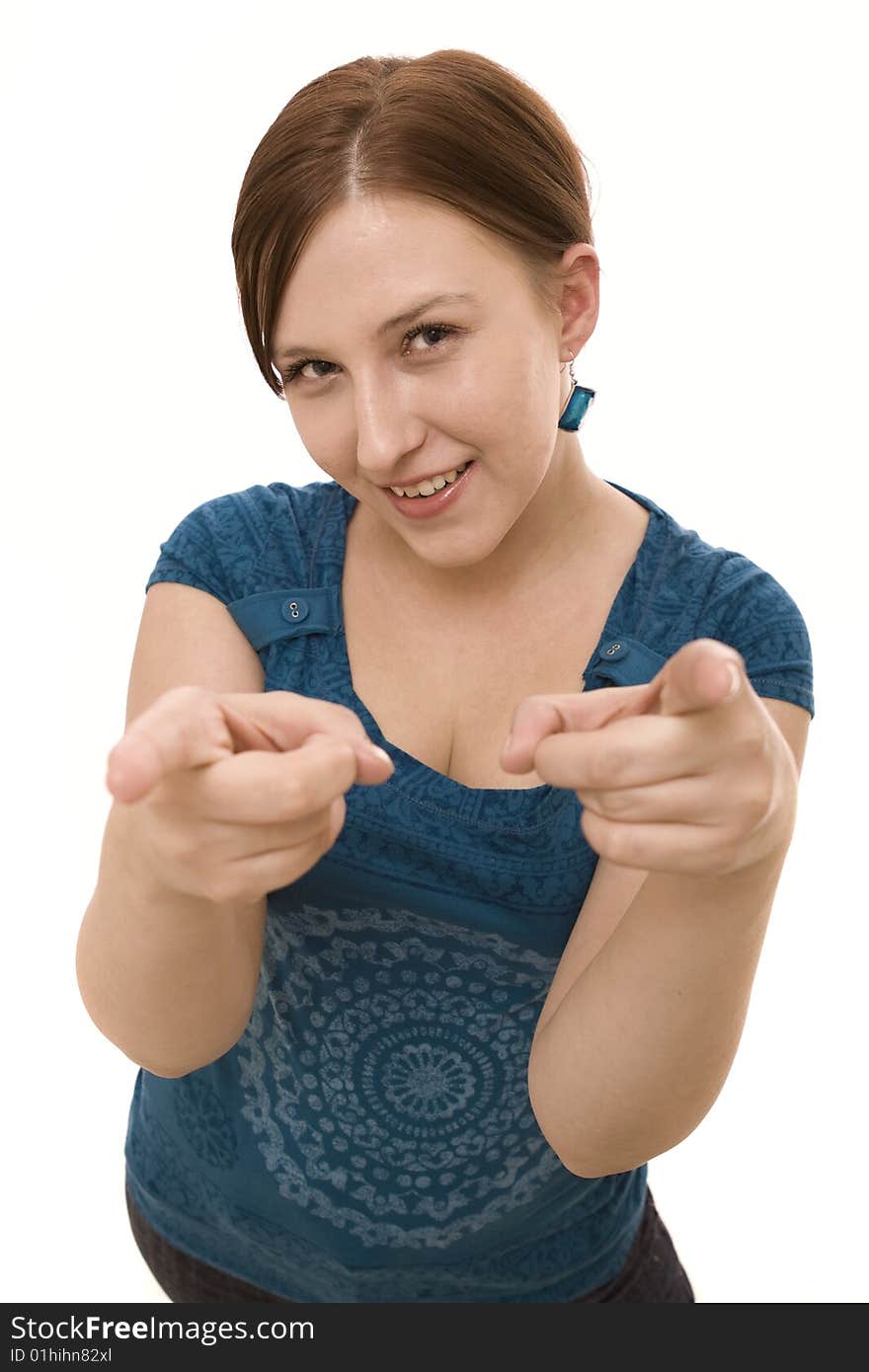 Woman on the white background