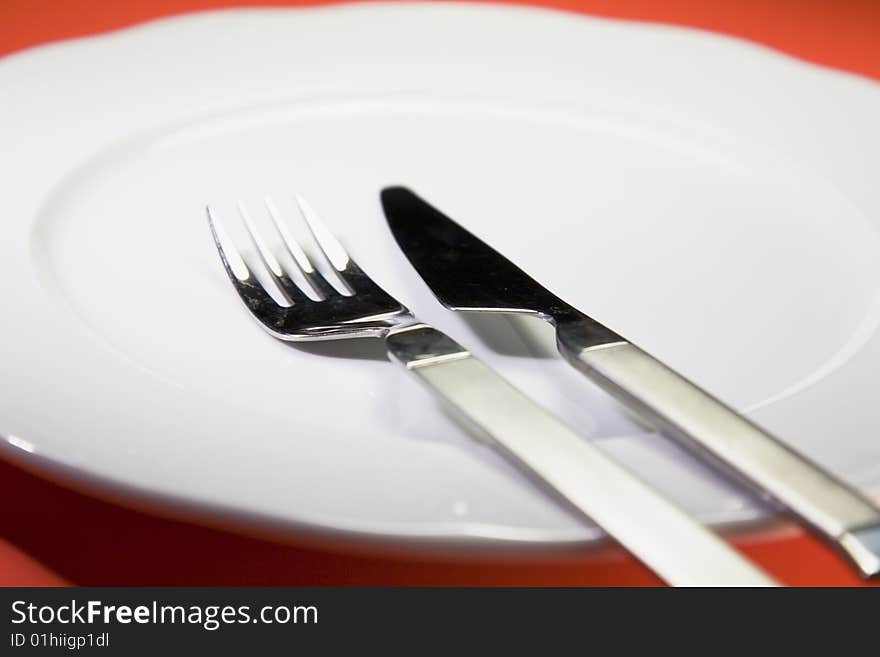 Single plate against red background