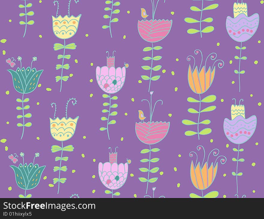 Cute floral pattern in vector