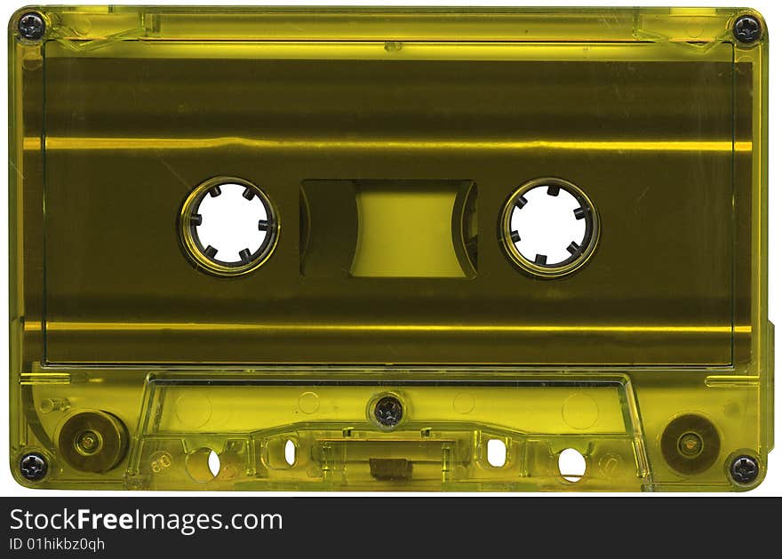 Retro yellow plastic cassette tape. Retro yellow plastic cassette tape.