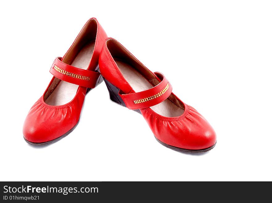 Stylish red Women shoes isolated on white background. Stylish red Women shoes isolated on white background