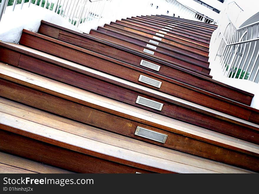 Shopping Complex Outdoor Wooden Stairs