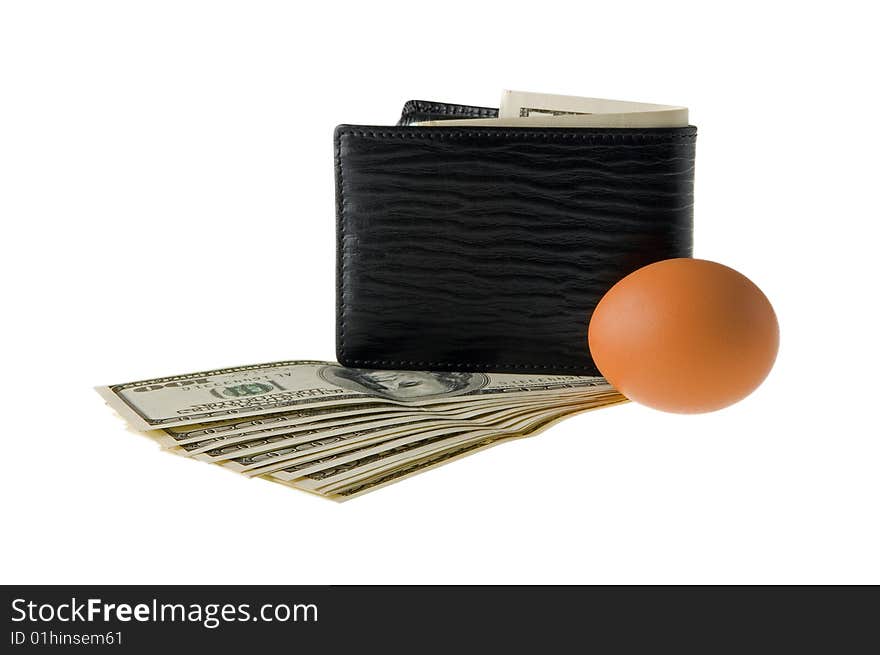 Easter egg with wallet and banknotes