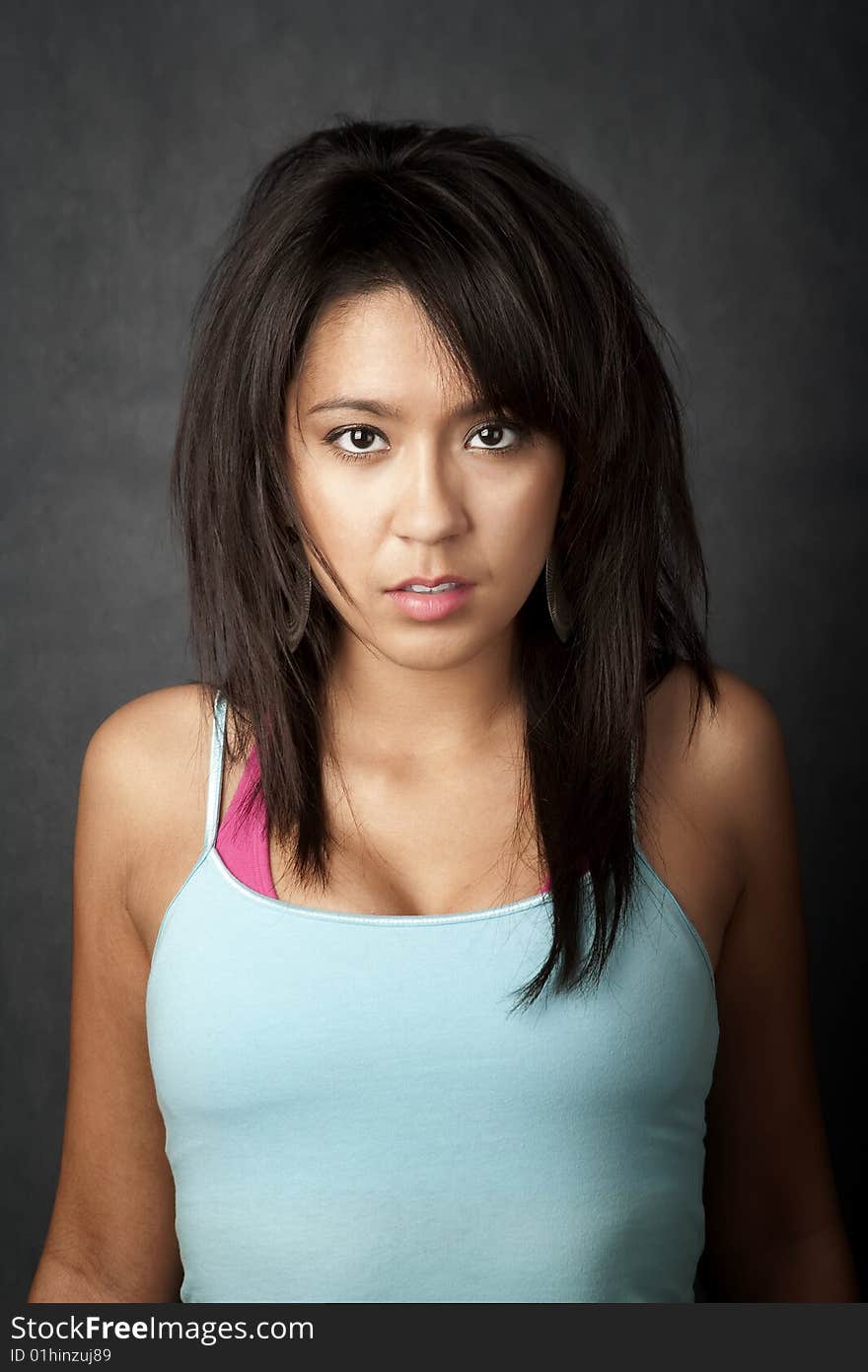 Close up portrait of a pretty brunette woman. Close up portrait of a pretty brunette woman