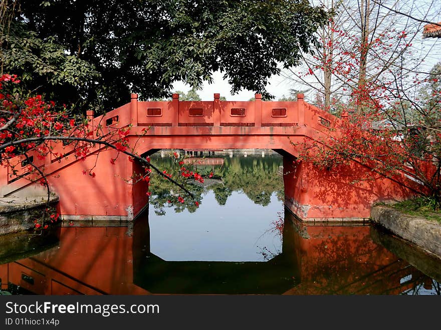 Pixian, China: Chinese Bridge at Wang Cong Ci Park