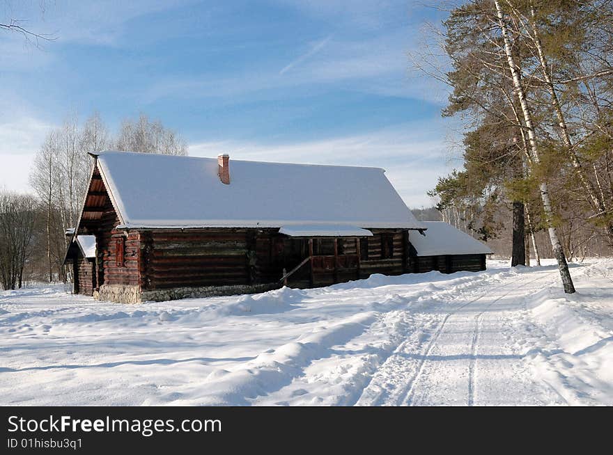 The house of the peasant in Russian village. Winter. The house of the peasant in Russian village. Winter.