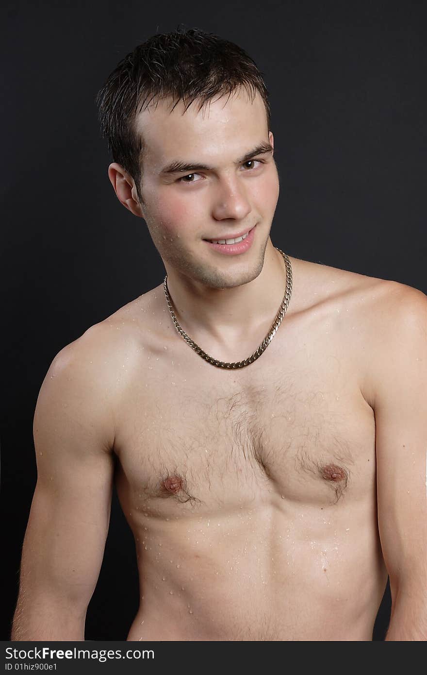 Handsome man on a black background