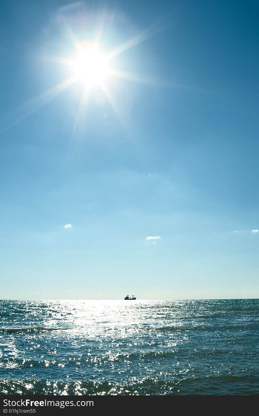 Blue sky and water. summer season on sea